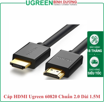 Cáp HDMI Ugreen 60820 Chuẩn 2.0 Dài 1.5M